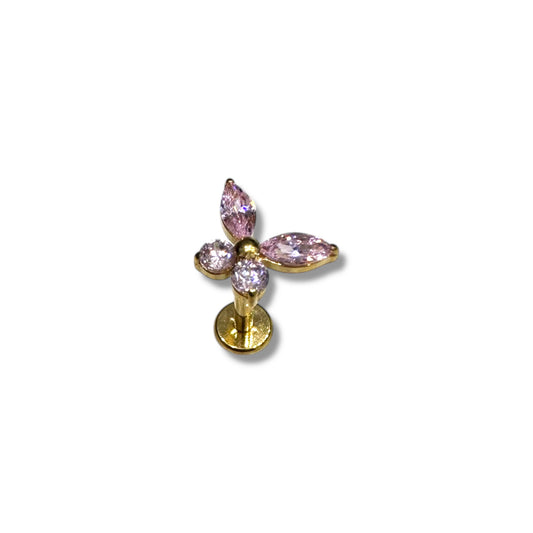 Piercing mariposa rosa titanio