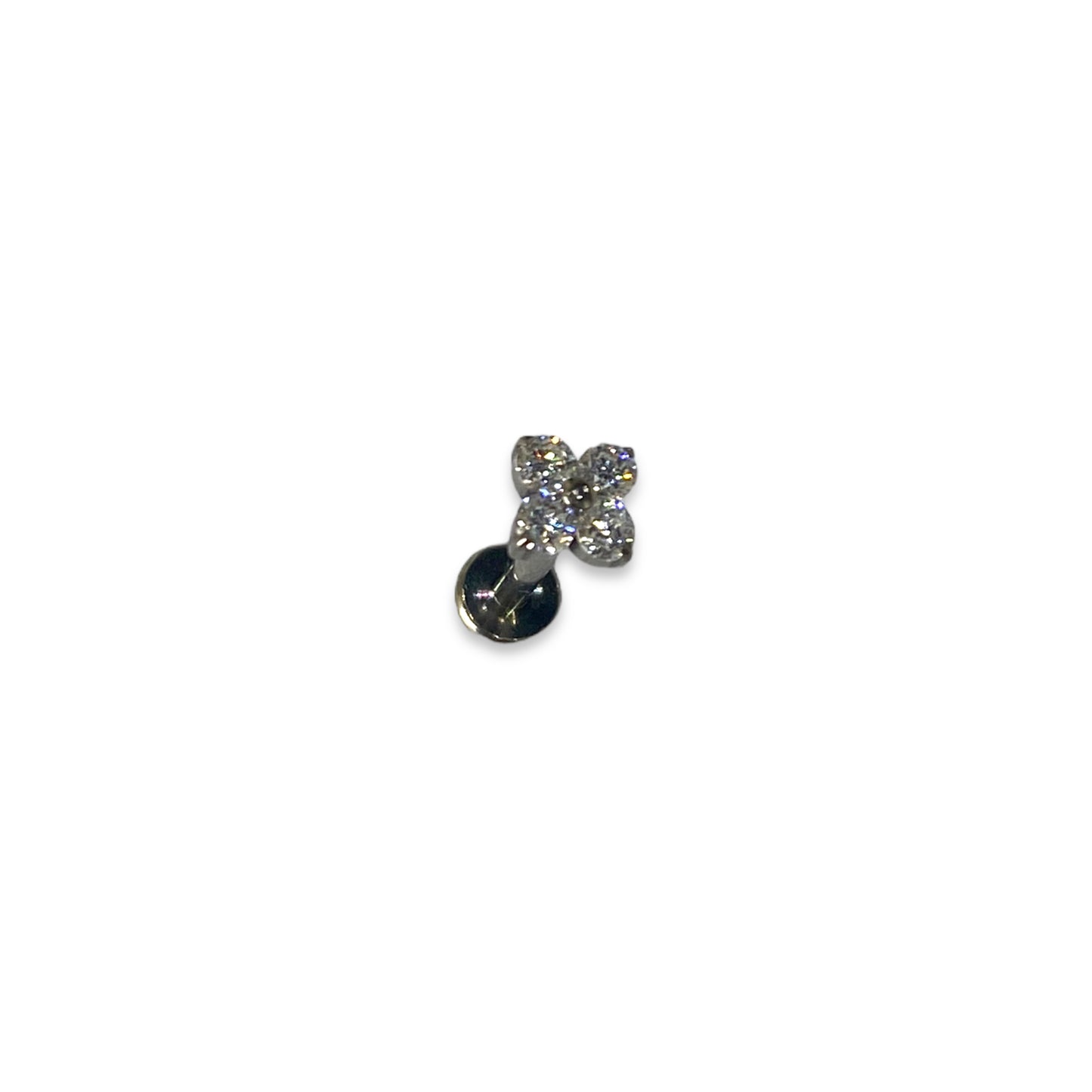 Piercing mini flor de 4 plateada titanio