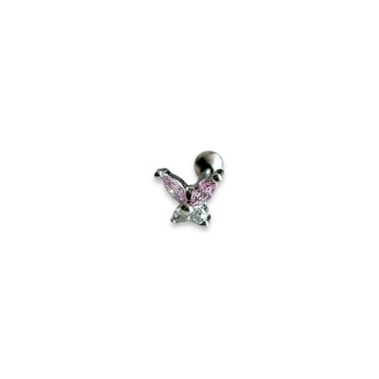 Piercing mini mariposa rosa y blanca