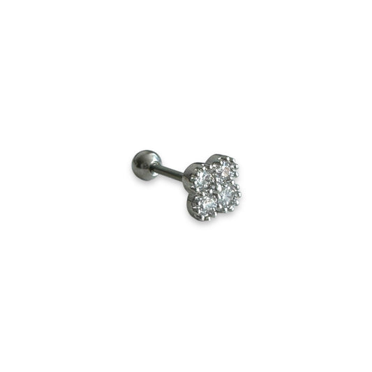 Piercing flor de 4 plateada