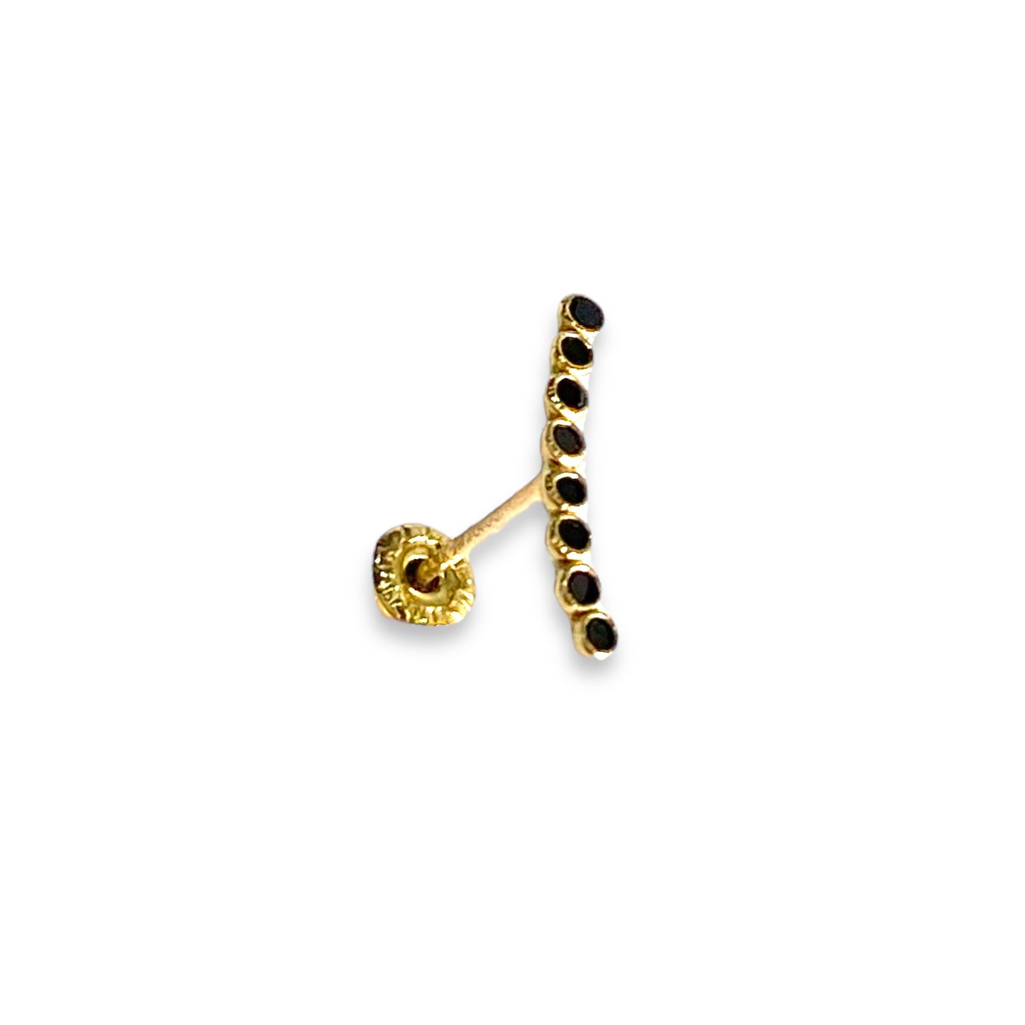 Piercing caminera negra delgadita oro