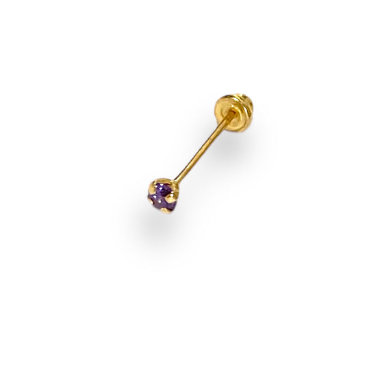 Piercing zirconia morada mini 2mm oro