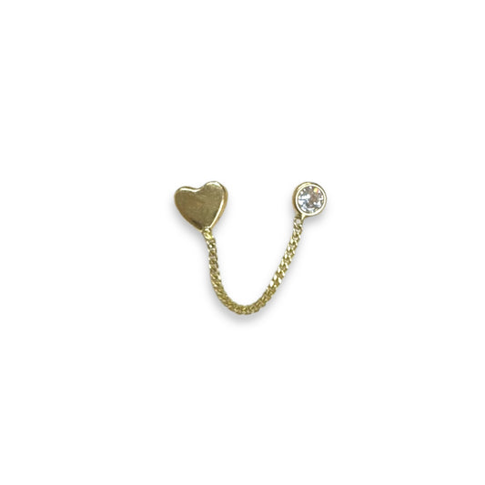 Piercing corazon y circonia cadena oro 10k