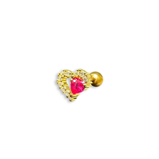 Piercing corazon pave y rojo