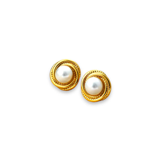 Snake pearl studs