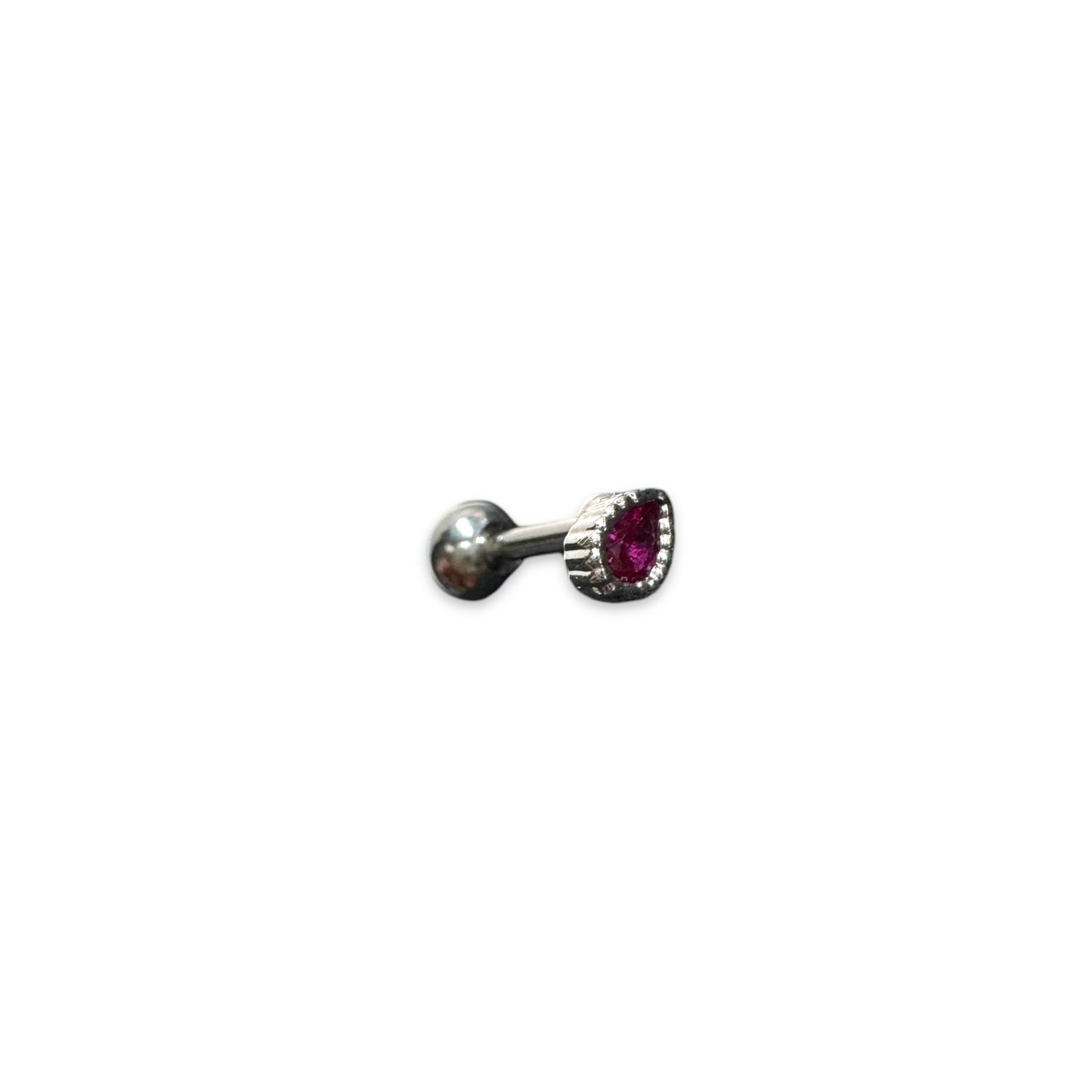 Piercing gota fuscia plateada