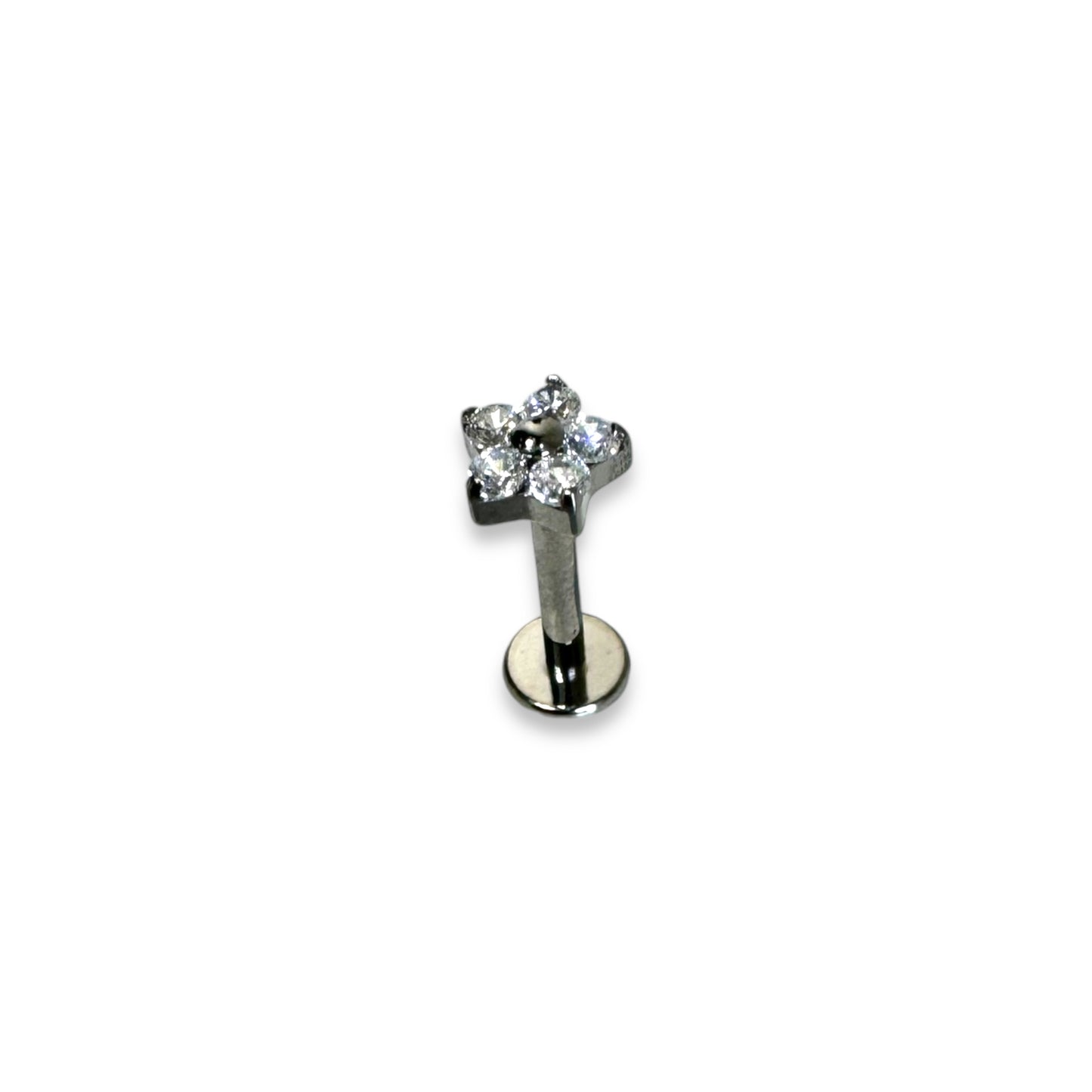 Piercing mini flor ce 5 centro plateado titanio