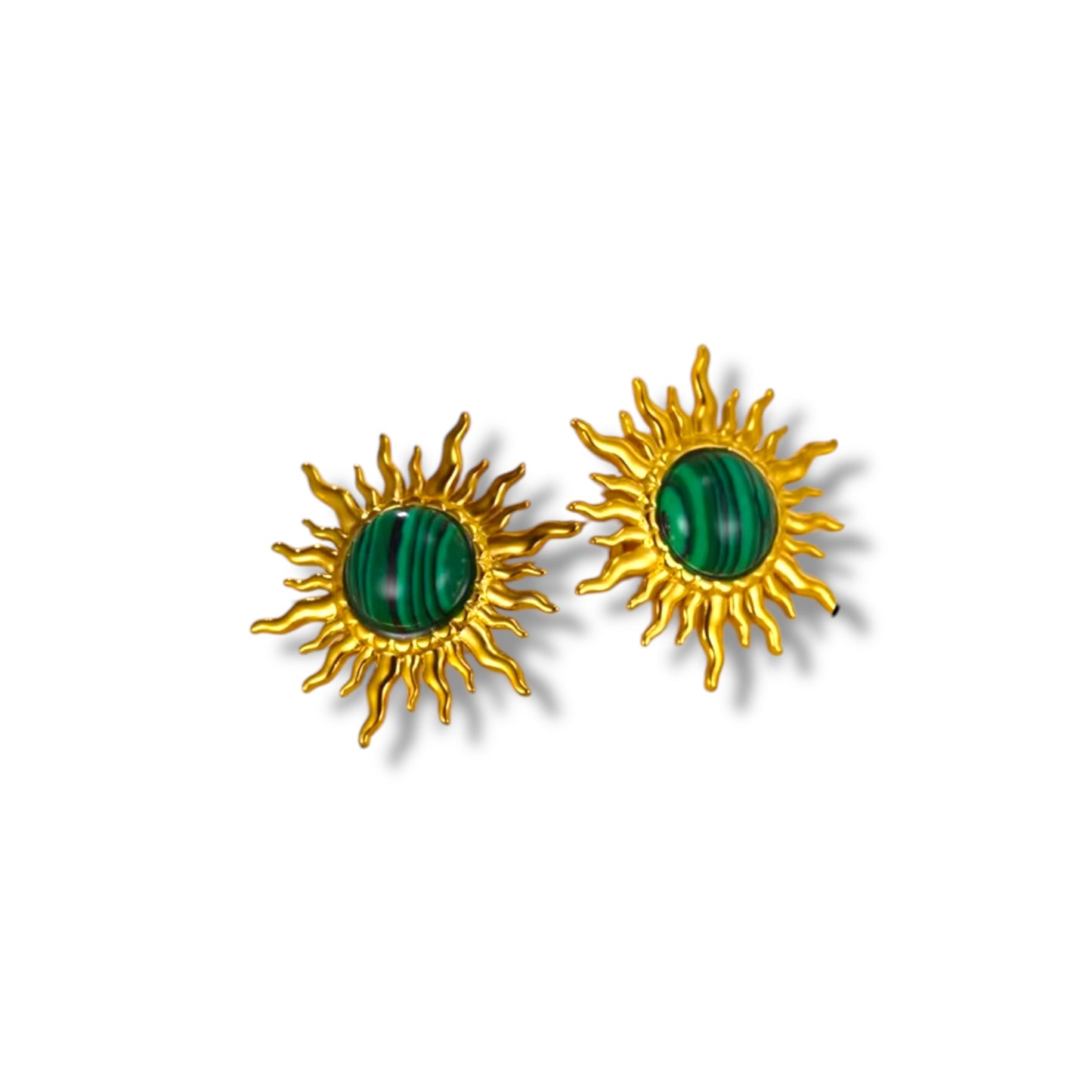 Green sun earrings