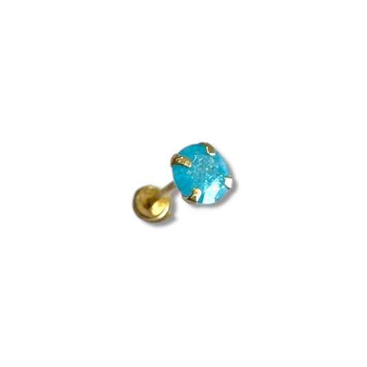 Piercing zirconia aqua 4mm oro 10k