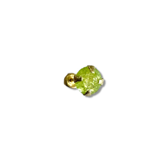 Piercing zirconia verde limon 4mm oro 10k