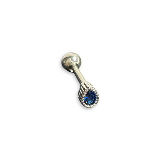 Piercing gota azul plateada