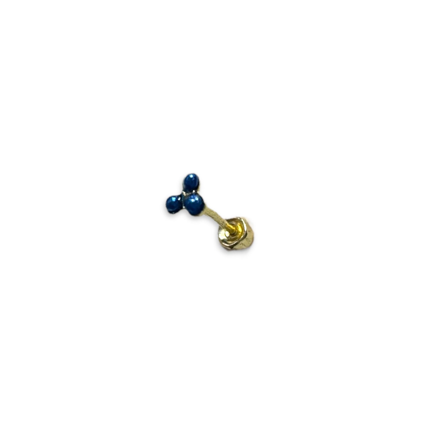 Piercing mini triangulo azul oro 10k