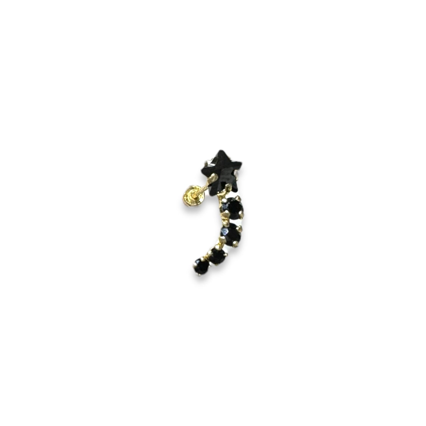 Piercing cometa negro oro 10k