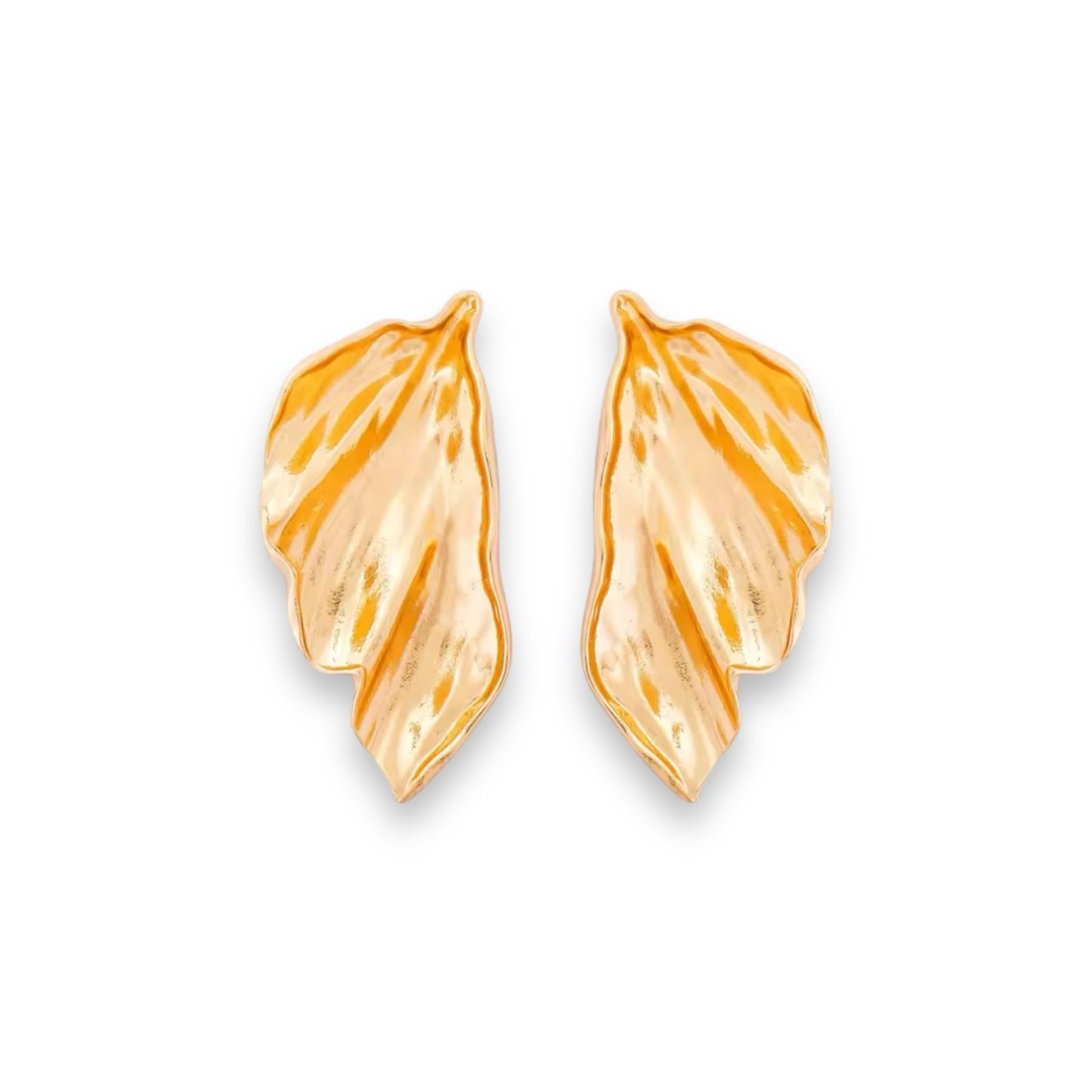 Golden leaf statement earrings