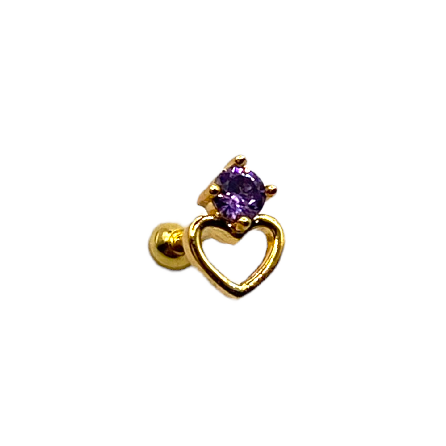 Piercing corazon siluta circonia morada